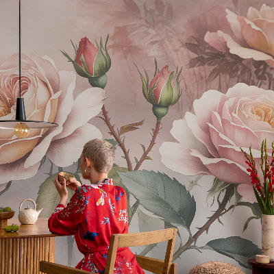 Modern wall mural Pastel roses
