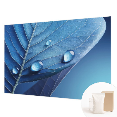 Wall mural for living room Blue Leaf