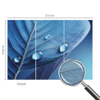 Wall mural for living room Blue Leaf