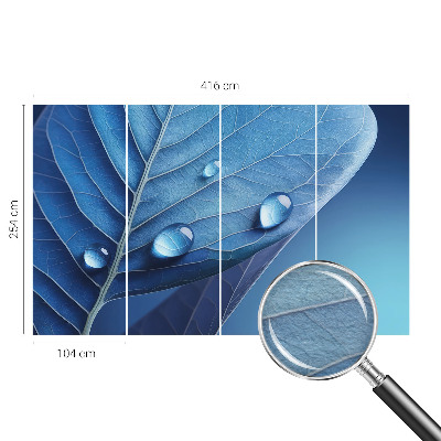 Wall mural for living room Blue Leaf
