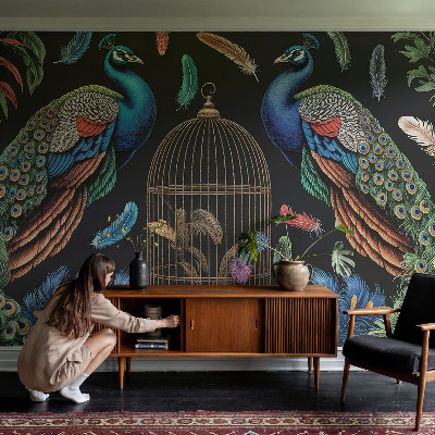 Premium wall mural for bedroom Exotic peacocks