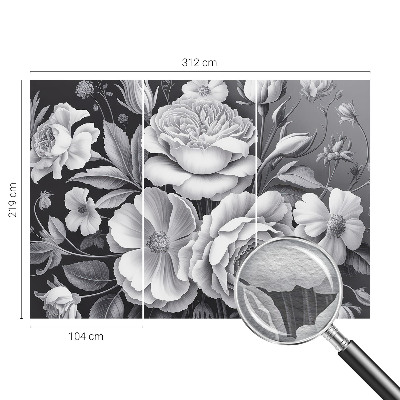 Wall mural for bedroom Gray flowers