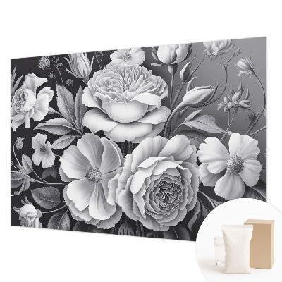 Wall mural for bedroom Gray flowers