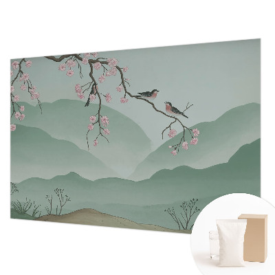 Modern wall mural for living room Japanese serenade