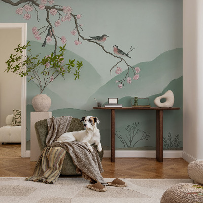 Modern wall mural for living room Japanese serenade