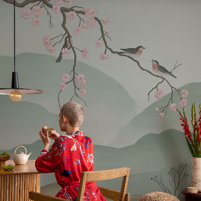 Modern wall mural for living room Japanese serenade