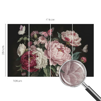 Large wallpaper mural Peonies and butterflies