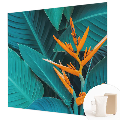 Modern wall mural for living room Leafy flowers