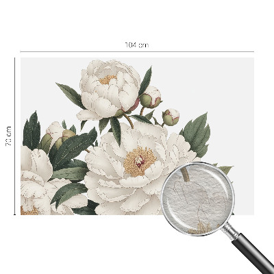 Modern wall mural for living room White peonies