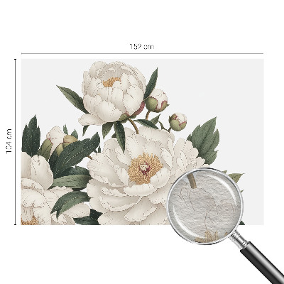 Modern wall mural for living room White peonies