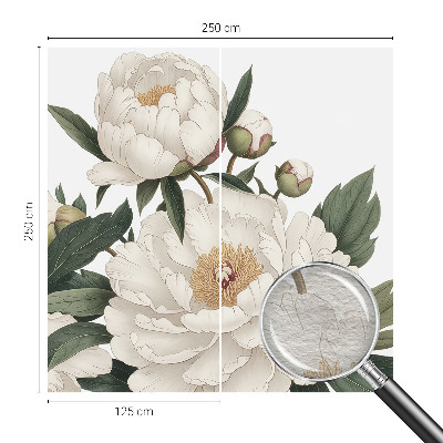 Modern wall mural for living room White peonies