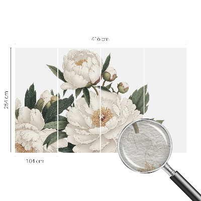 Modern wall mural for living room White peonies