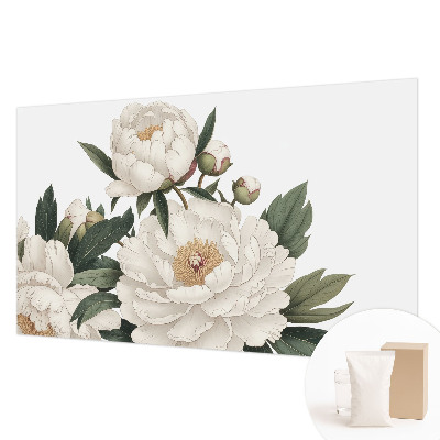 Modern wall mural for living room White peonies