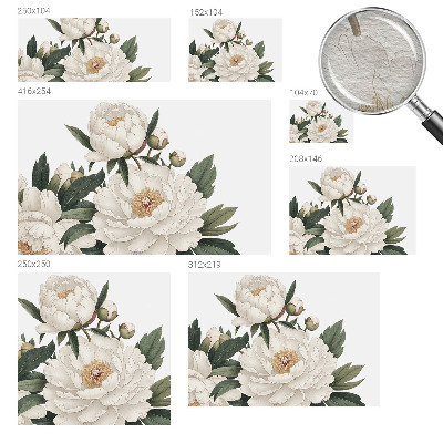 Modern wall mural for living room White peonies