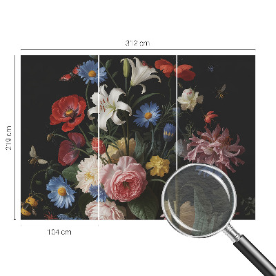 Wall mural Flowers with insects