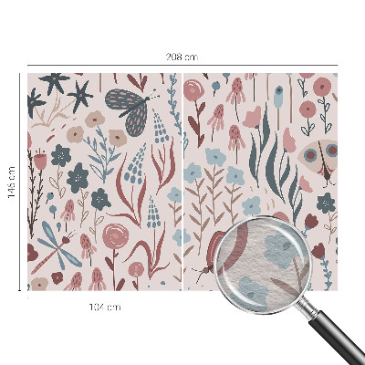 High quality wall mural wallpaper Flowers insects