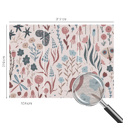 High quality wall mural wallpaper Flowers insects