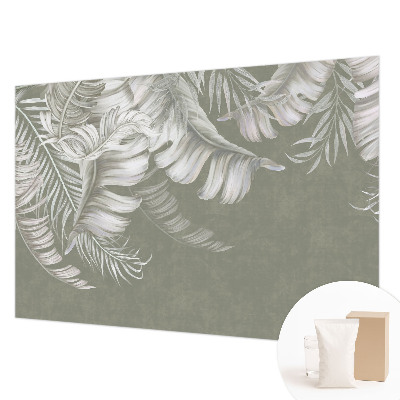 Modern wall mural for living room Delicate leaves