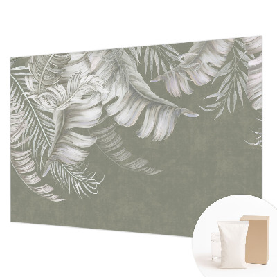 Modern wall mural for living room Delicate leaves