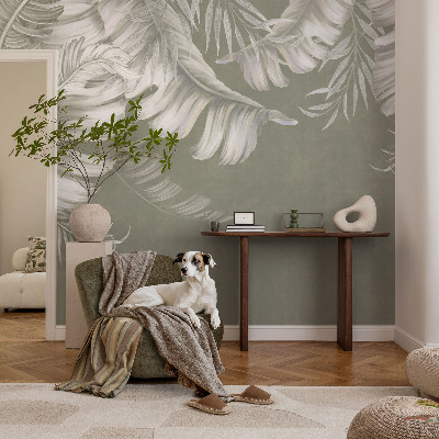 Modern wall mural for living room Delicate leaves
