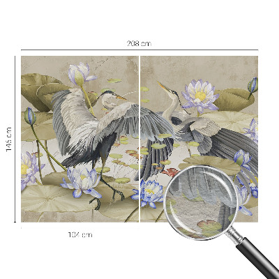 Premium photo wallpaper Birds and Lilies