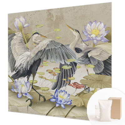 Premium photo wallpaper Birds and Lilies