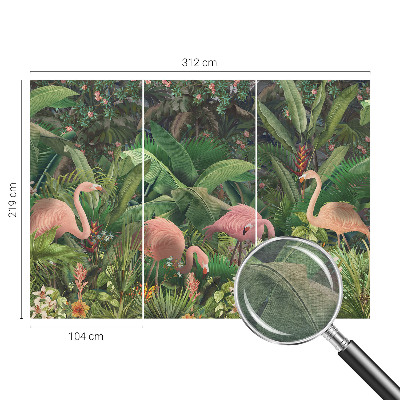 Wallpaper mural for living room Pink flamingos