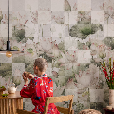 Wallpaper mural for living room Lotus patterns