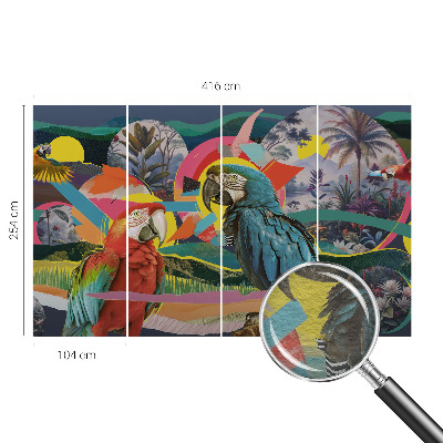 Custom size wall mural Exotic birds