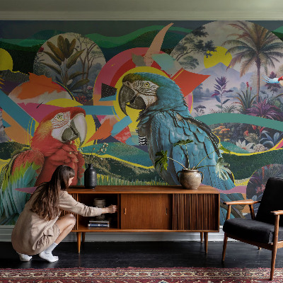 Custom size wall mural Exotic birds