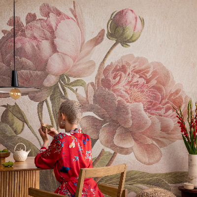 Wall mural for bedroom Delicate peonies