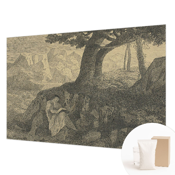 Decorative wall mural for living room Reading character