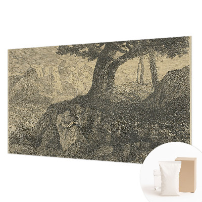 Decorative wall mural for living room Reading character