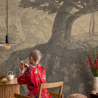 Decorative wall mural for living room Reading character