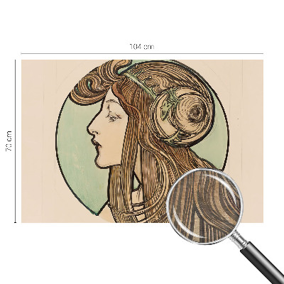 Large wallpaper mural Art Nouveau portrait