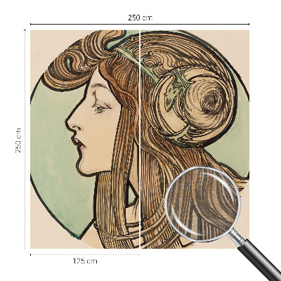 Large wallpaper mural Art Nouveau portrait