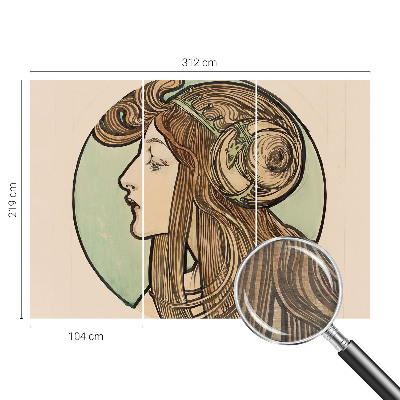 Large wallpaper mural Art Nouveau portrait