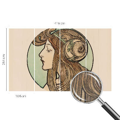 Large wallpaper mural Art Nouveau portrait