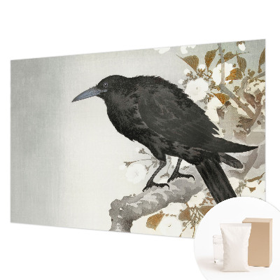 Bedroom wall mural wallpaper Raven in the flowers