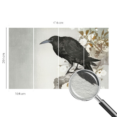 Bedroom wall mural wallpaper Raven in the flowers