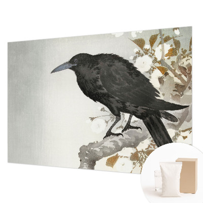 Bedroom wall mural wallpaper Raven in the flowers