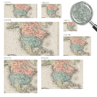 Custom size wall mural Historical map