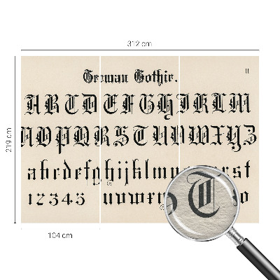 Wallpaper mural for living room Gothic letters