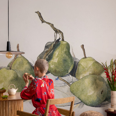 Photo wallpaper Watercolor pears