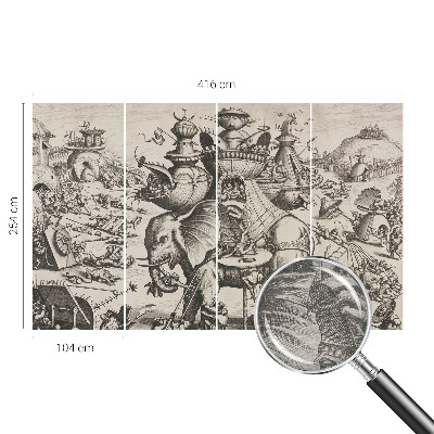 Wallpaper mural for living room A grotesque battle