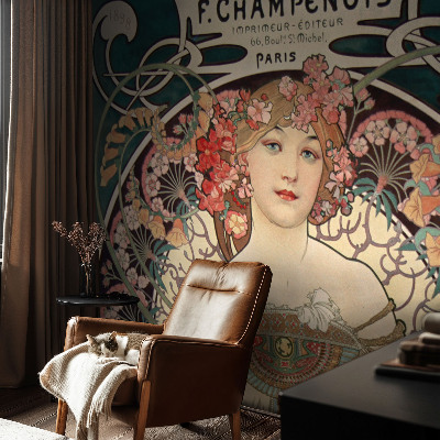 Modern wall mural for bedroom Floral symmetry