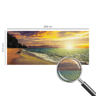 Self-adhesive wall mural with a beach at sunset motif