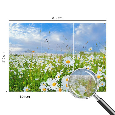 Peel and stick wallpaper mural with a summer meadow design