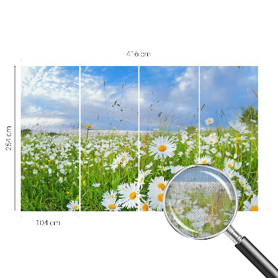 Peel and stick wallpaper mural with a summer meadow design