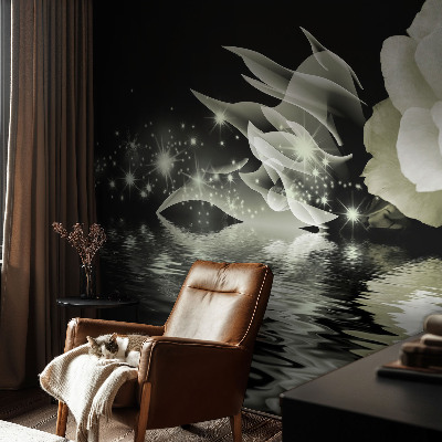 Self-adhesive photo wallpaper with a luminous rose design